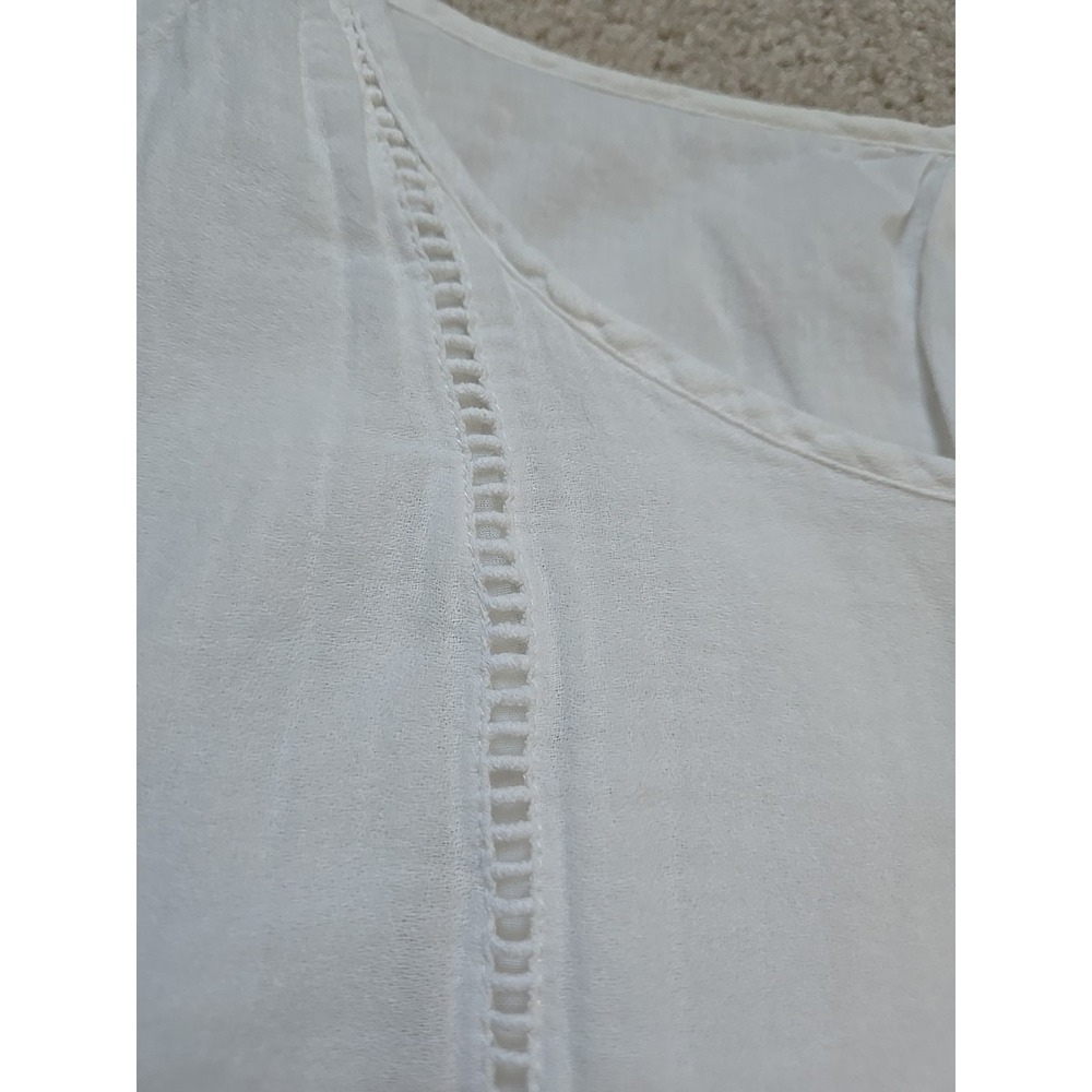 Old Navy Dress M White short Sleeve Midi Embroidered Lightweight cottage‎ Eyelet - Picture 4 of 12
